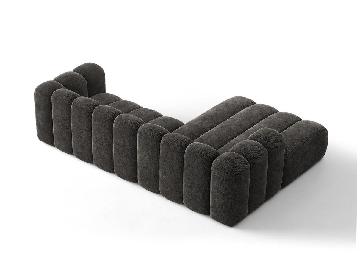 Lupine Ecksofa mit Bettfunktion und Stauraum links, Bezug aus Stoff Eden in Leichtes beige, schwarze Kunststoffbeine, Ecksofa-Form von Micadoni.