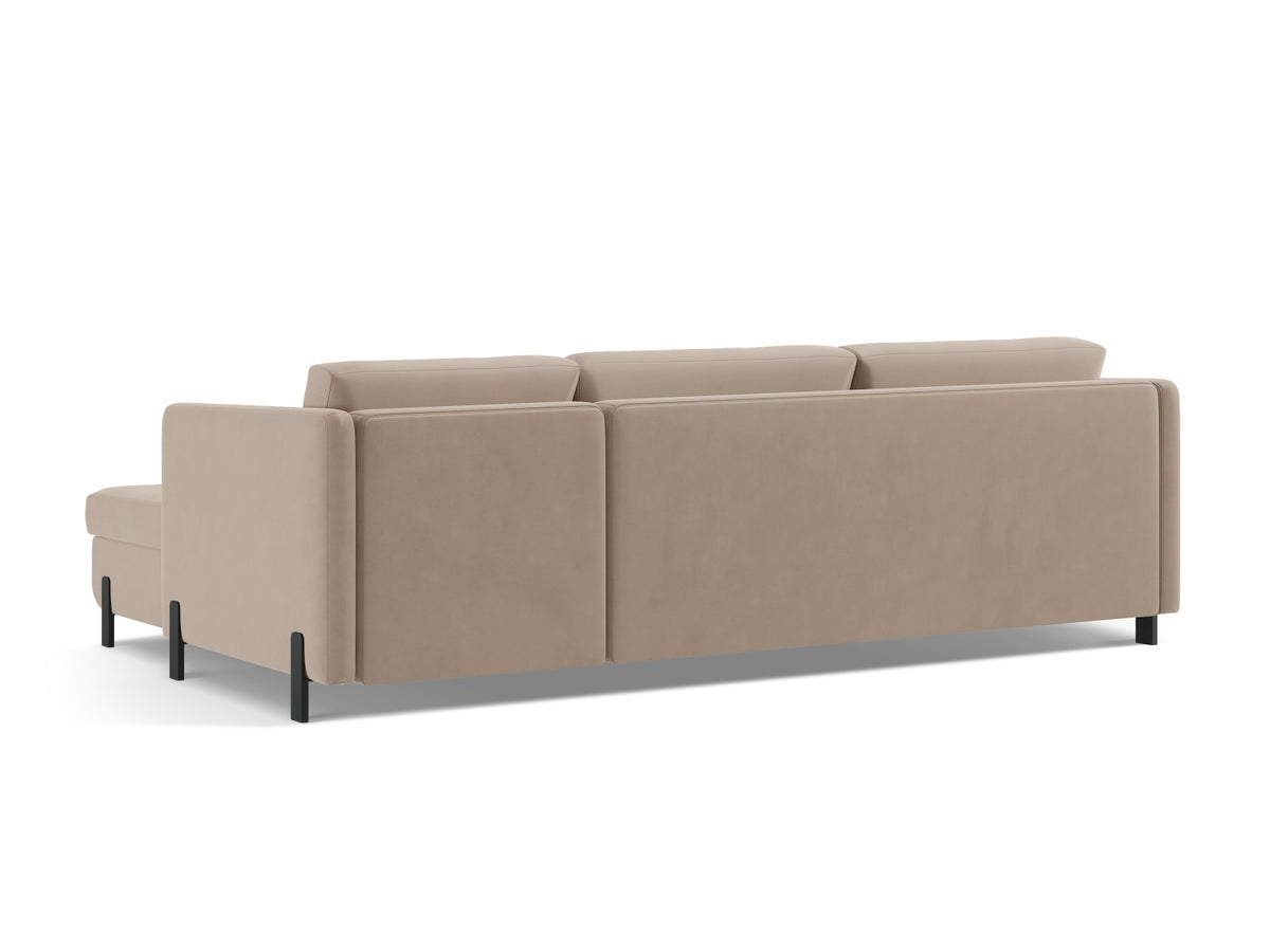Gloria Velour links Ecksofa mit Schlaffunktion und Stauraum 5 Sitzer in Beige-Salvador präsentiert im Onlineshop von KAQTU Design AG. Bettsofa links ist von Micadoni