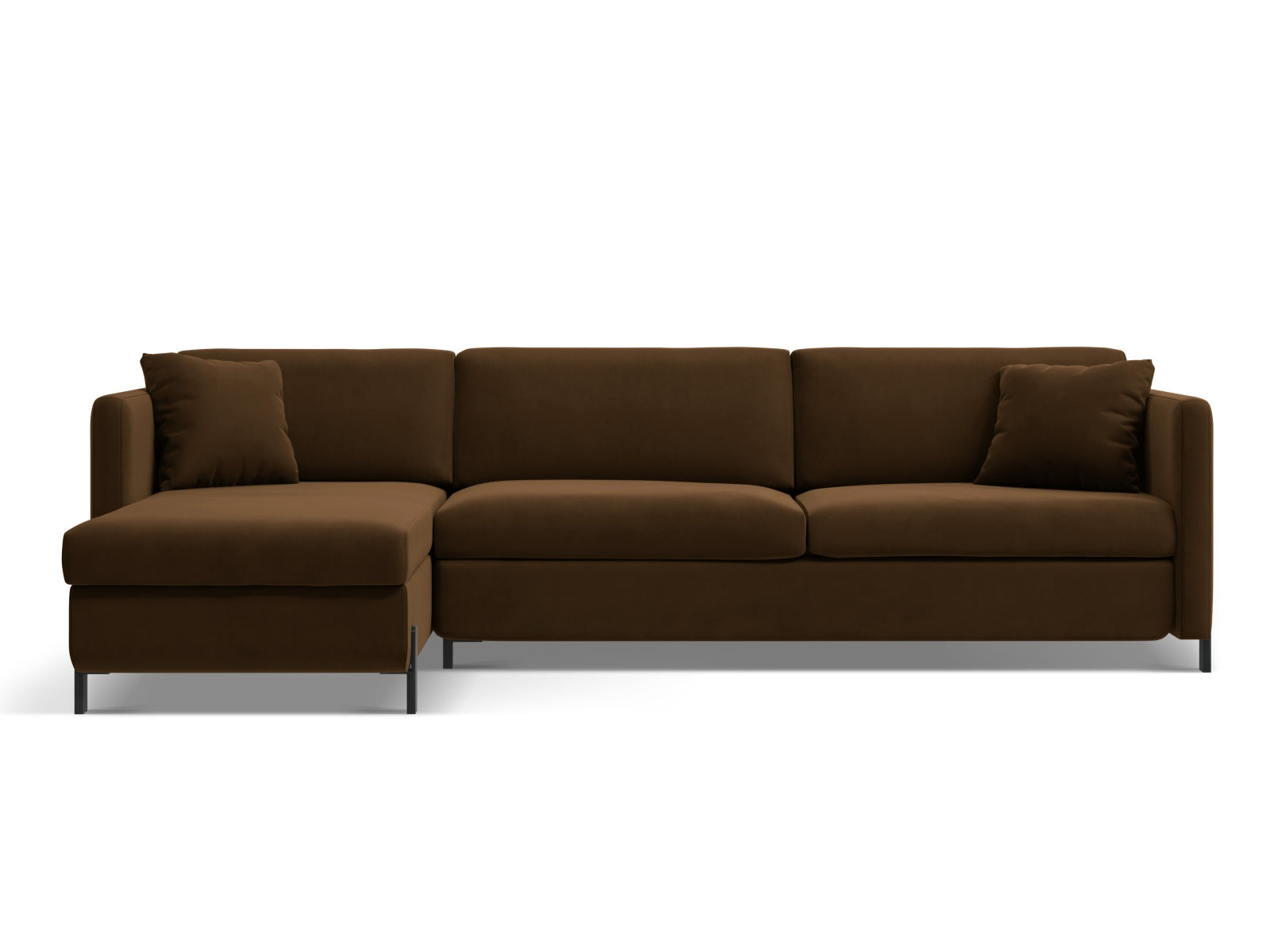 Gloria Velour links Ecksofa mit Schlaffunktion und Stauraum 5 Sitzer in Chocolate-Salvador präsentiert im Onlineshop von KAQTU Design AG. Bettsofa links ist von Micadoni