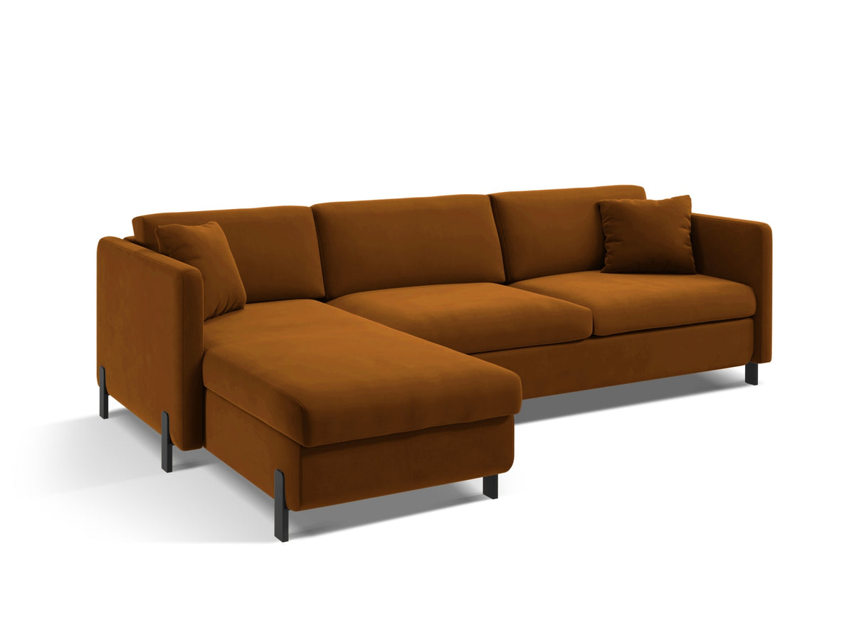 Gloria Velour links Ecksofa mit Schlaffunktion und Stauraum 5 Sitzer in Brown-Salvador präsentiert im Onlineshop von KAQTU Design AG. Bettsofa links ist von Micadoni