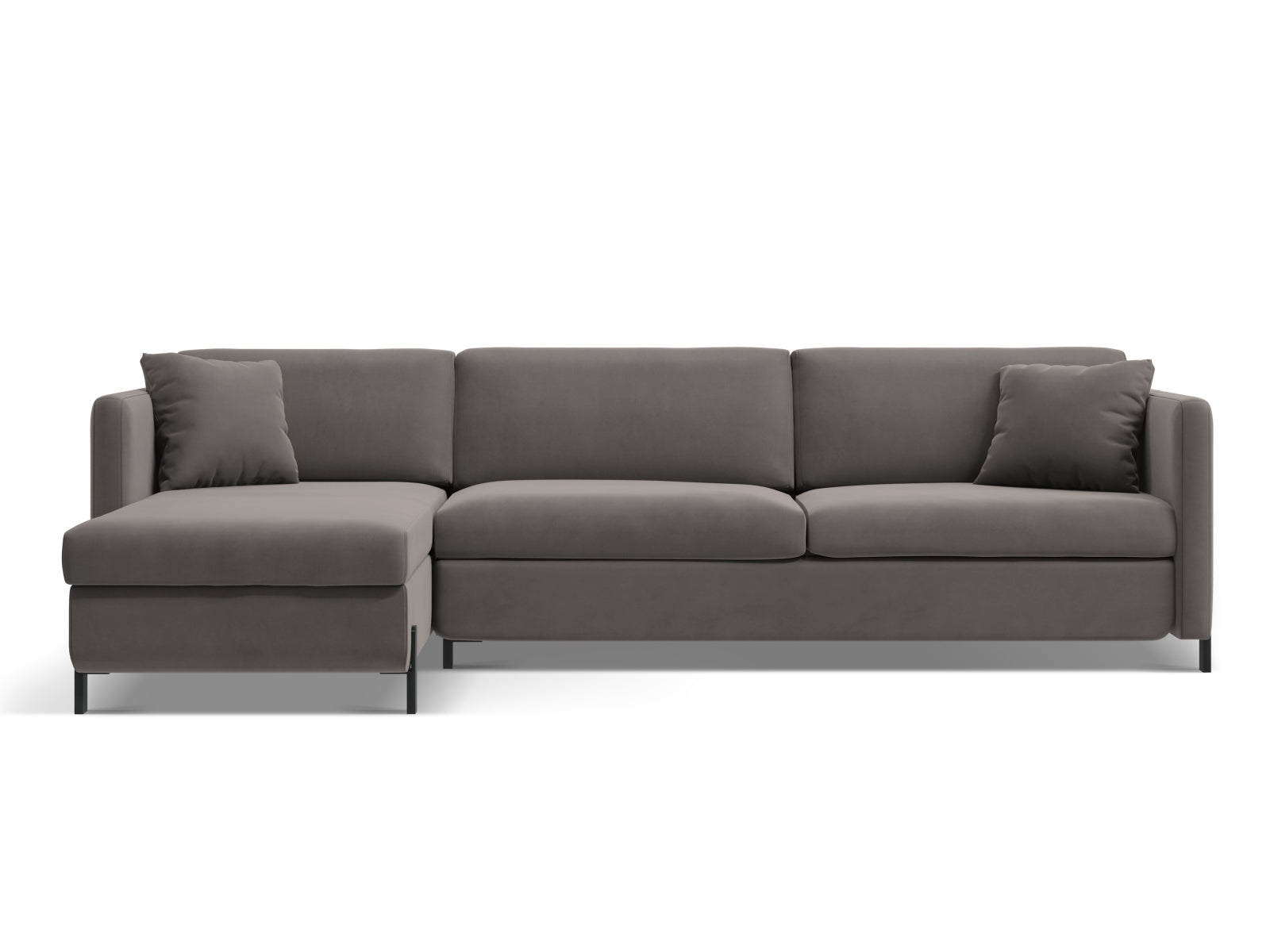 Gloria Velour links Ecksofa mit Schlaffunktion und Stauraum 5 Sitzer in Grey-Salvador präsentiert im Onlineshop von KAQTU Design AG. Bettsofa links ist von Micadoni