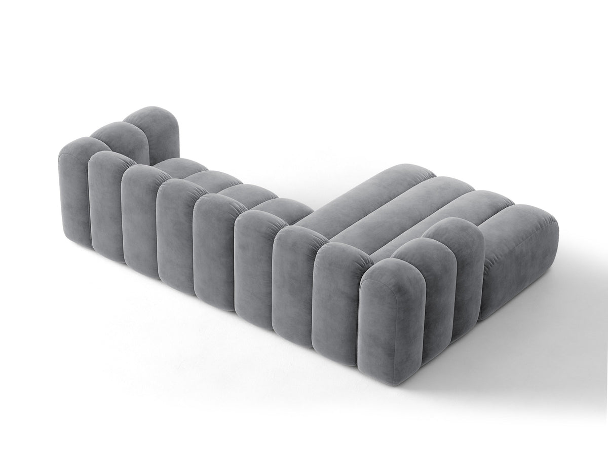Lupine Ecksofa mit Bettfunktion und Stauraum links, Bezug aus Stoff Eden in Leichtes beige, schwarze Kunststoffbeine, Ecksofa-Form von Micadoni.