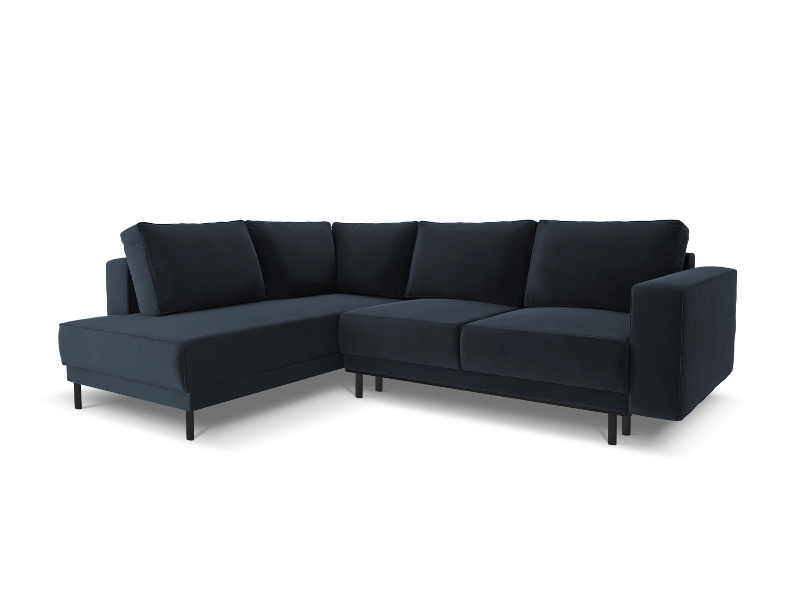 Caro Velour links Ecksofa mit Schlaffunktion 5 Sitzer in Dark Blue-Bluvel präsentiert im Onlineshop von KAQTU Design AG. Bettsofa links ist von Micadoni