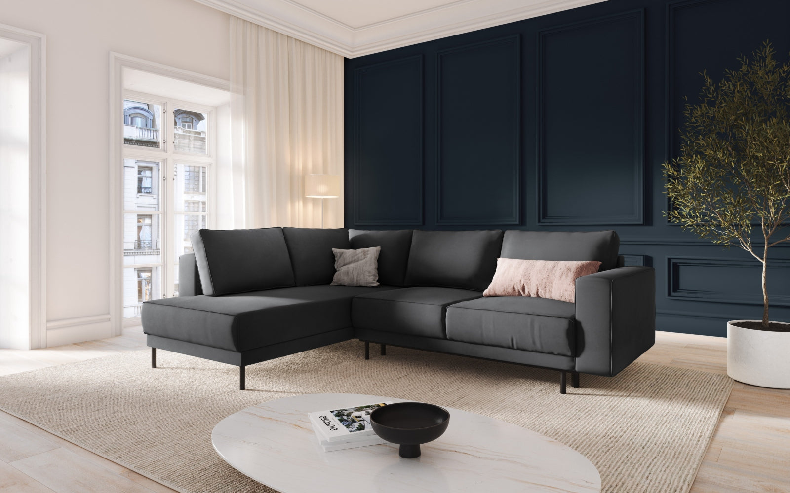 Entdecken Sie das stilvolle Caro Velour Ecksofa von Micadoni – ein 5-Sitzer mit Schlaffunktion, ideal für gemütliche Abende und moderne Wohnkonzepte.