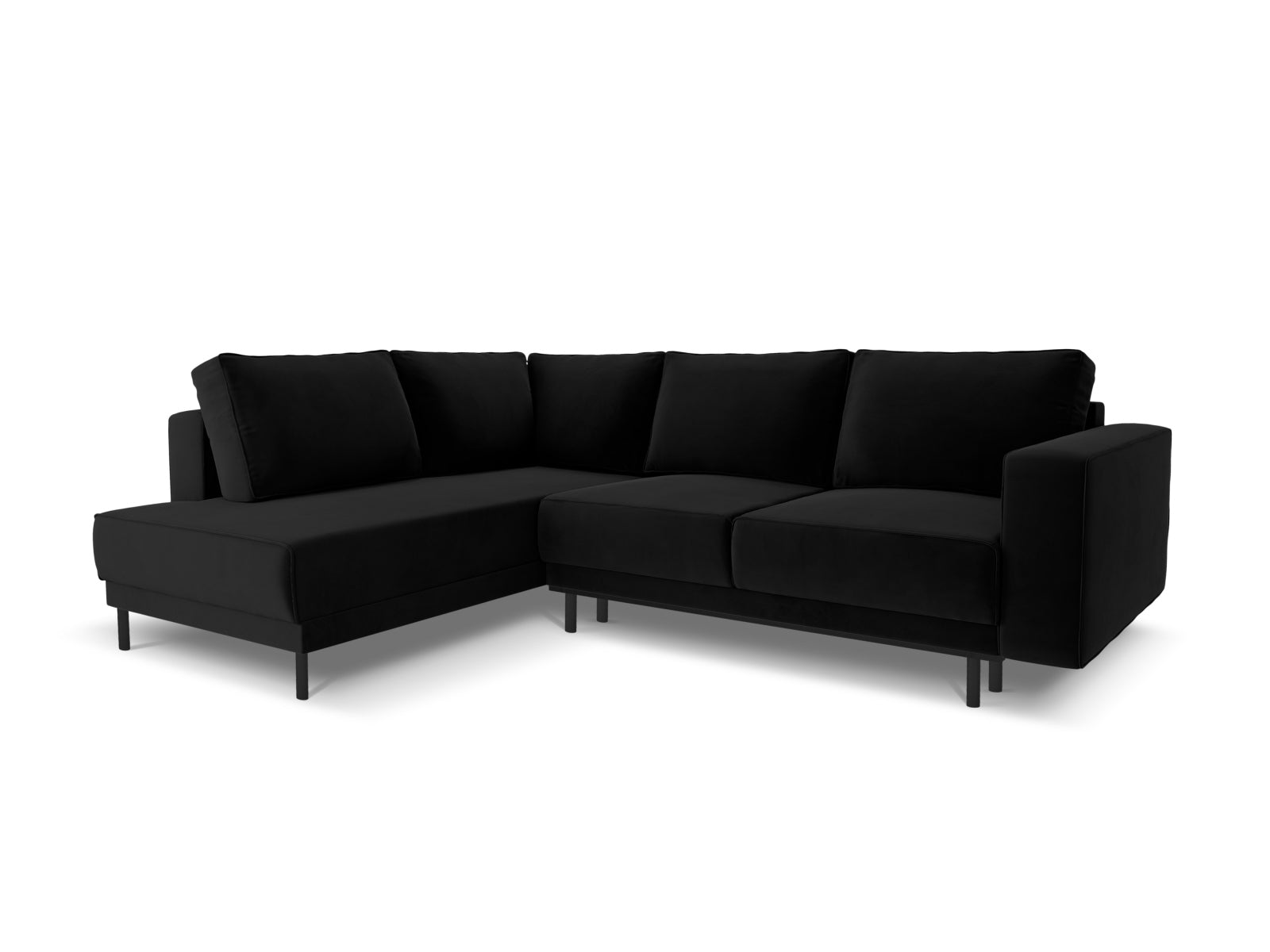 Caro Velour links Ecksofa mit Schlaffunktion 5 Sitzer in Black präsentiert im Onlineshop von KAQTU Design AG. Ecksofa links ist von Micadoni
