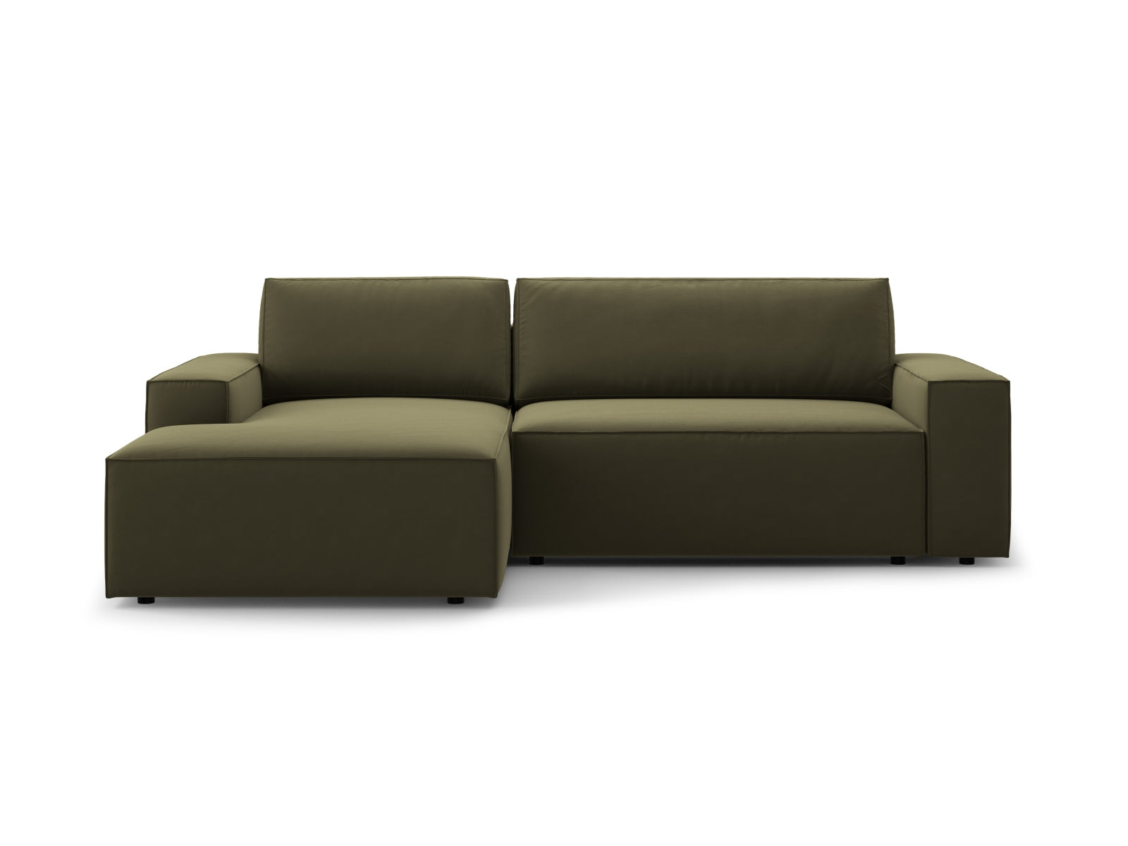Jodie Velour Ecksofa links mit Schlaffunktion und Stauraumbox 3 Sitzer in Green-Bluvel präsentiert im Onlineshop von KAQTU Design AG. Bettsofa links ist von Micadoni
