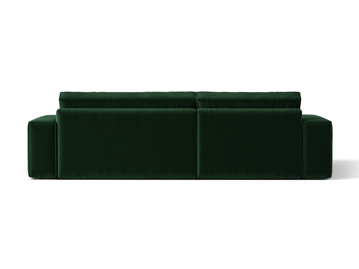 Jodie Velour Ecksofa links mit Schlaffunktion und Stauraumbox 3 Sitzer in Bottle Green-Bluvel präsentiert im Onlineshop von KAQTU Design AG. Bettsofa links ist von Micadoni