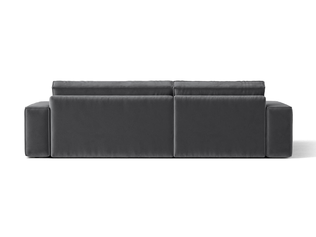 Jodie Velour Ecksofa links mit Schlaffunktion und Stauraumbox 3 Sitzer in Grey-Bluvel präsentiert im Onlineshop von KAQTU Design AG. Bettsofa links ist von Micadoni