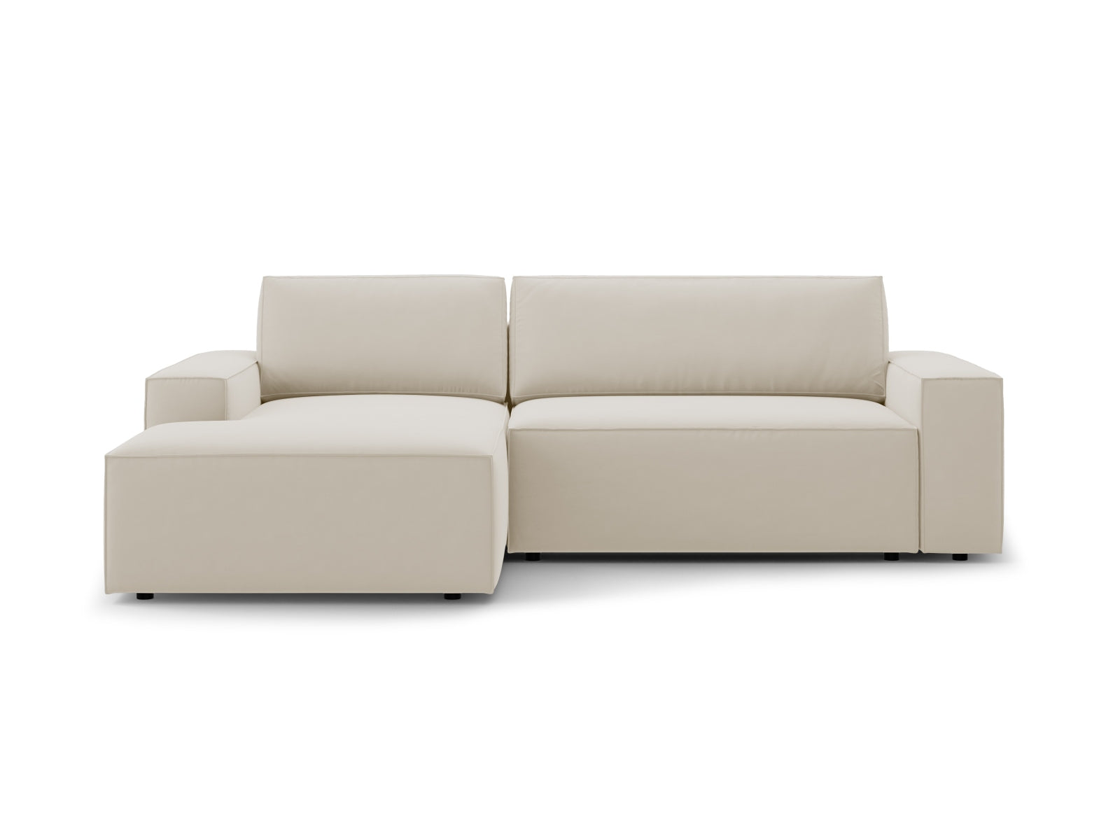 Jodie Velour Ecksofa links mit Schlaffunktion und Stauraumbox 3 Sitzer in Dark Beige-Bluvel präsentiert im Onlineshop von KAQTU Design AG. Bettsofa links ist von Micadoni