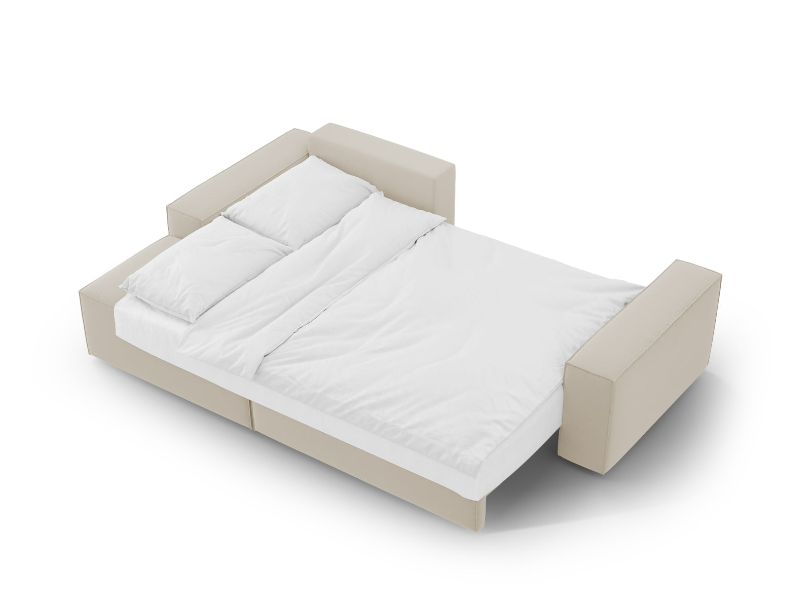 Modernes Jodie Velour Ecksofa links in edlem Dunkelbeige, perfekt für entspannte Stunden und als praktisches Schlafsofa mit Stauraum.