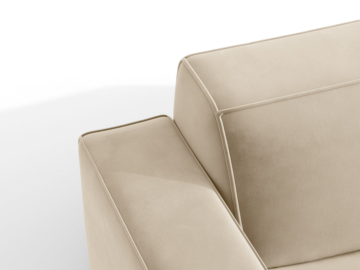 Jodie Velour Ecksofa links mit Schlaffunktion und Stauraumbox 3 Sitzer in Dark Beige-Bluvel präsentiert im Onlineshop von KAQTU Design AG. Bettsofa links ist von Micadoni