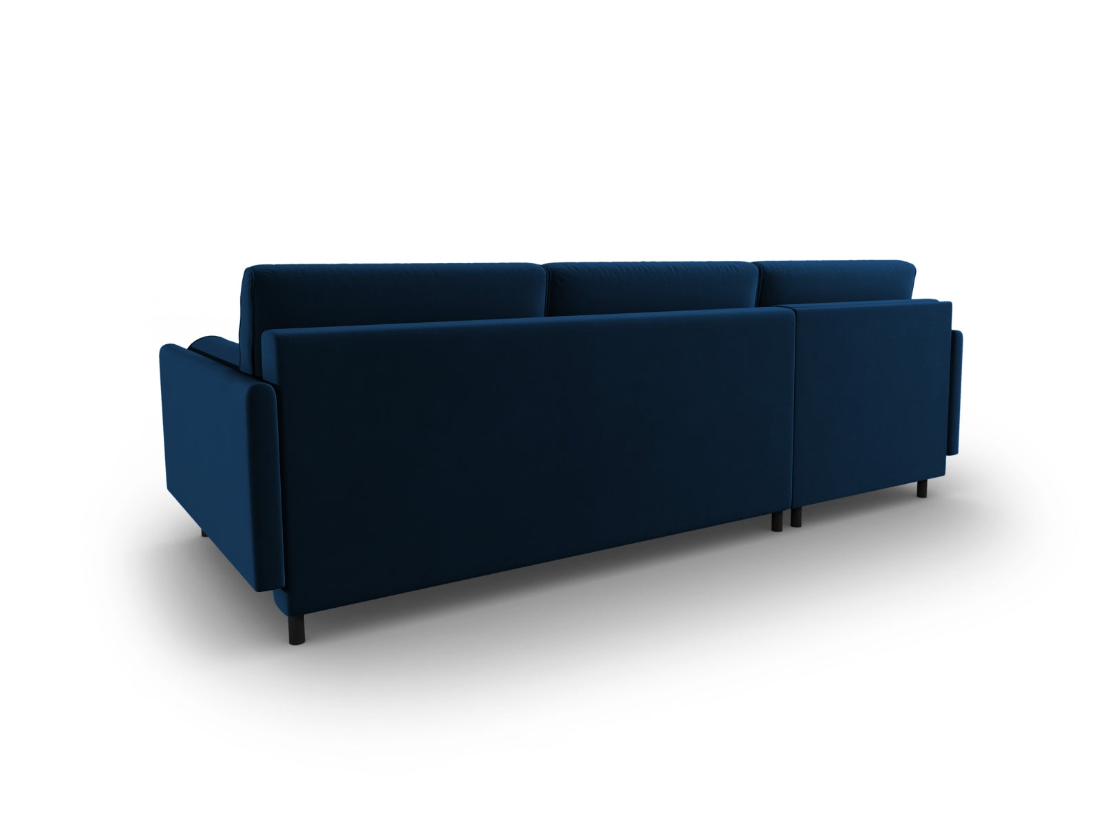 Stylisches 5-Sitzer Ecksofa in Royal Blue mit Schlaffunktion und praktischem Stauraum, perfekt für Gäste und gemütliche Abende.