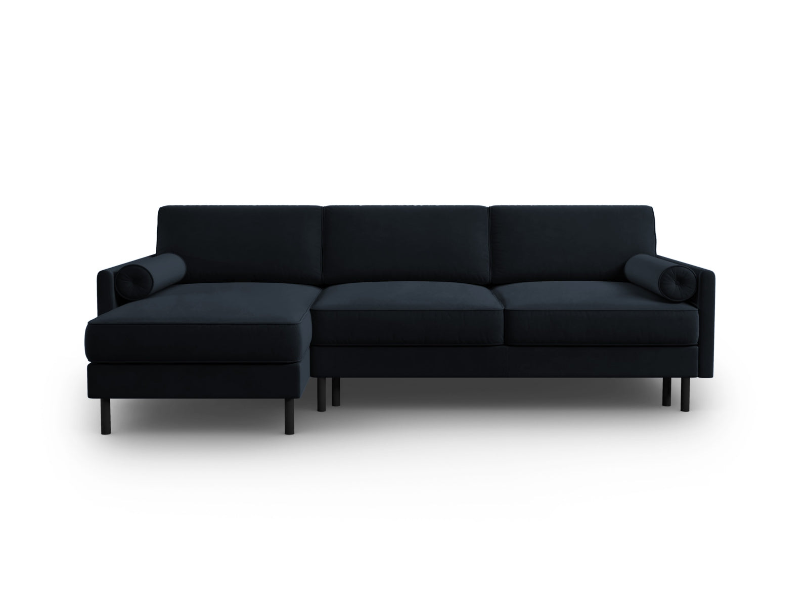 Scott Velour links Ecksofa mit Schlaffunktion und Stauraum 5 Sitzer in Dark Blue präsentiert im Onlineshop von KAQTU Design AG. Ecksofa links ist von Micadoni