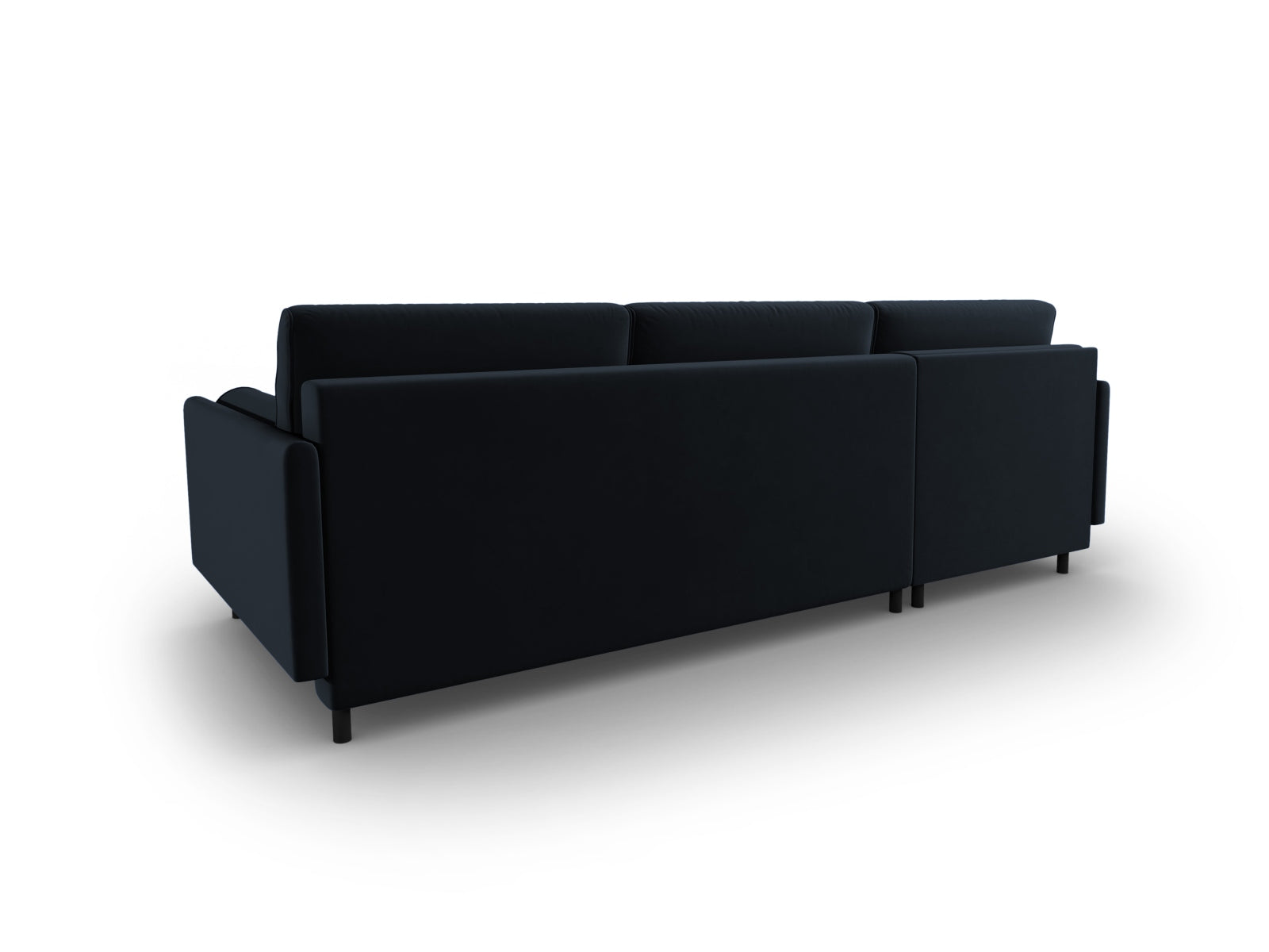 Stylisches 5-Sitzer Velour Ecksofa in Dunkelblau von Micadoni, bietet Schlaffunktion und praktischen Stauraum für jeden Wohnraum.