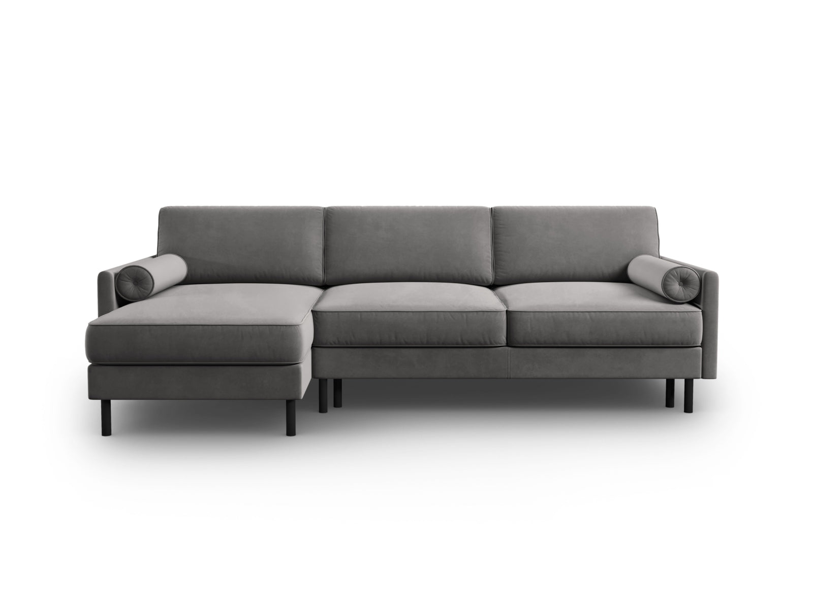 Scott Velour links Ecksofa mit Schlaffunktion und Stauraum 5 Sitzer in Light Grey-Bluvel präsentiert im Onlineshop von KAQTU Design AG. Bettsofa links ist von Micadoni