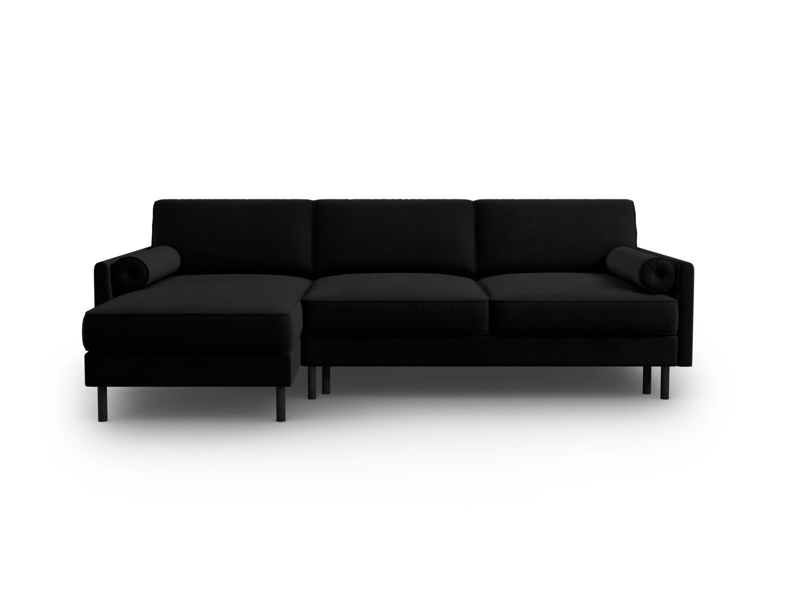 Scott Velour links Ecksofa mit Schlaffunktion und Stauraum 5 Sitzer in Black präsentiert im Onlineshop von KAQTU Design AG. Ecksofa links ist von Micadoni