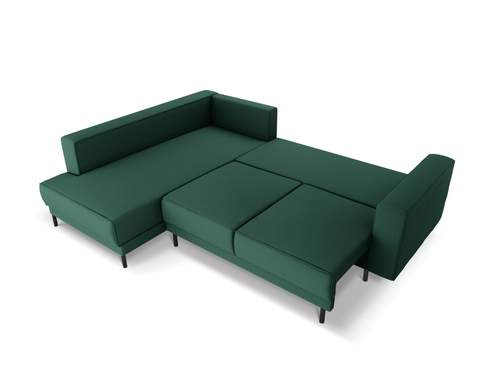 Modernes Caro Ecksofa in frischem Grün, 5-Sitzer mit komfortabler Schlaffunktion, ideal für gemütliche Abende und stilvolle Einrichtung.