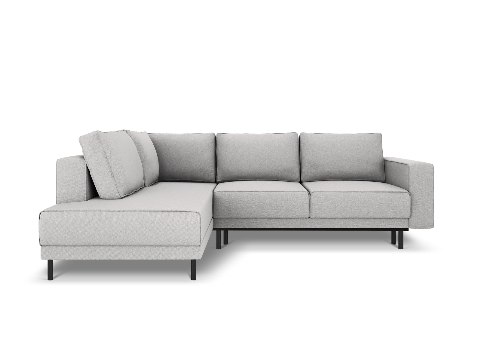 Modernes Caro Ecksofa in elegantem Hellgrau, 5-Sitzer mit praktischer Schlaffunktion, perfekt für entspannte Stunden und Übernachtungen.