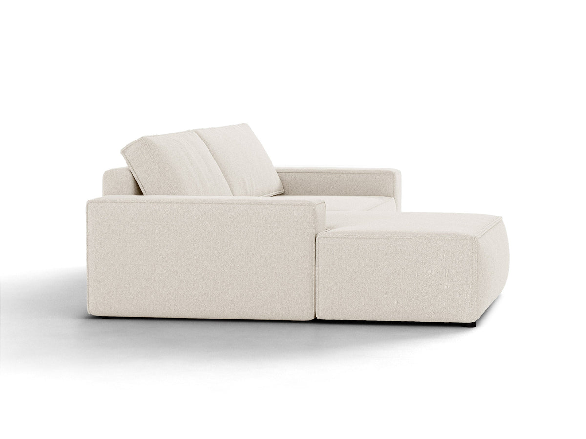 Jodie Ecksofa links mit Schlaffunktion und Stauraumbox 3 Sitzer in Light Beige-Megan präsentiert im Onlineshop von KAQTU Design AG. Bettsofa links ist von Micadoni