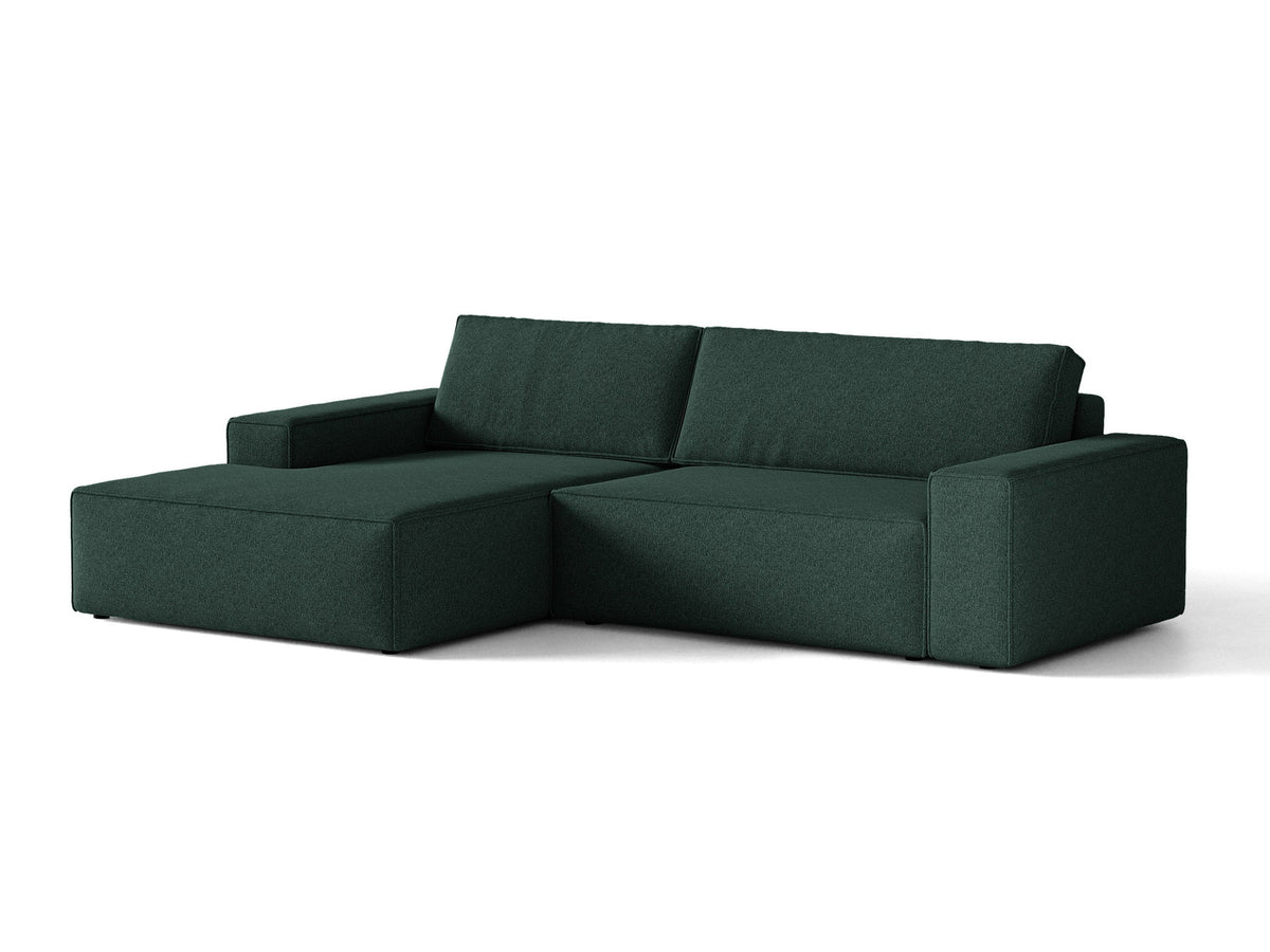 Jodie Ecksofa links mit Schlaffunktion und Stauraumbox 3 Sitzer in Green-Megan präsentiert im Onlineshop von KAQTU Design AG. Bettsofa links ist von Micadoni
