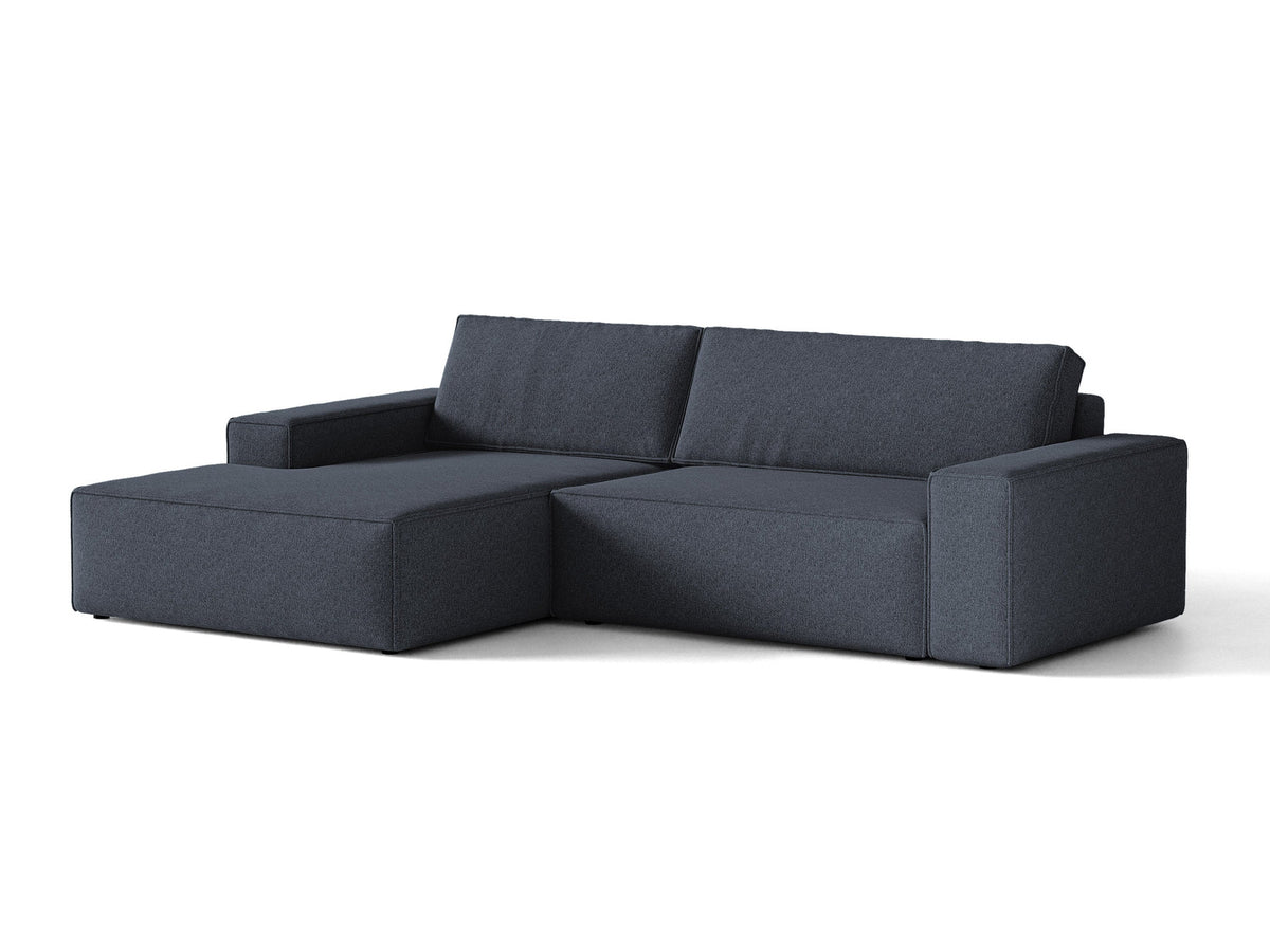 Jodie Ecksofa links mit Schlaffunktion und Stauraumbox 3 Sitzer in Blue-Megan präsentiert im Onlineshop von KAQTU Design AG. Bettsofa links ist von Micadoni