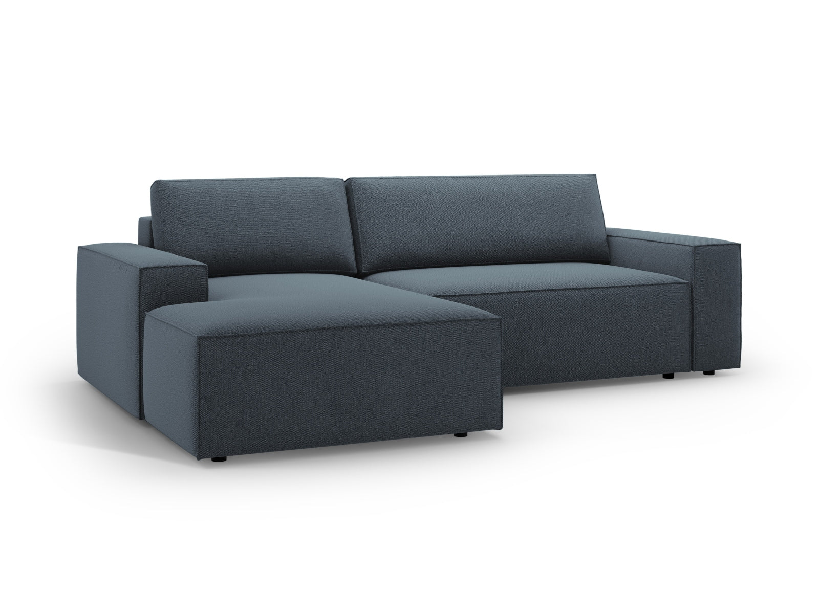 Elegantes Jodie Ecksofa links mit praktischer Schlaffunktion und Stauraumbox, perfekt für gemütliche Wohnräume und Übernachtungsgäste.