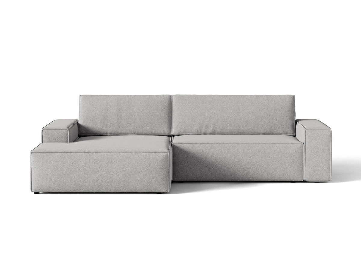 Jodie Ecksofa links mit Schlaffunktion und Stauraumbox 3 Sitzer in Light Grey-Megan präsentiert im Onlineshop von KAQTU Design AG. Bettsofa links ist von Micadoni