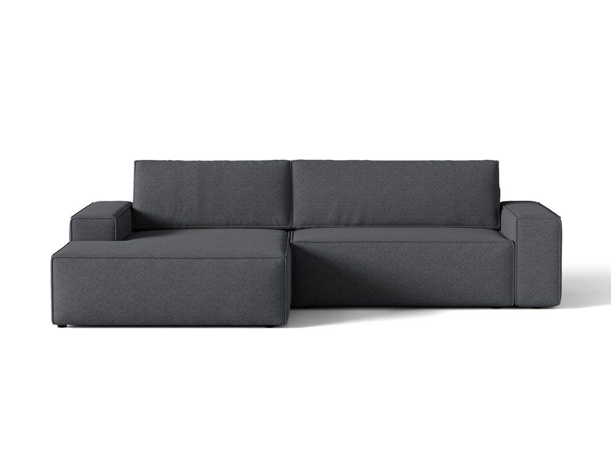 Jodie Ecksofa links mit Schlaffunktion und Stauraumbox 3 Sitzer in Dark Grey-Megan präsentiert im Onlineshop von KAQTU Design AG. Bettsofa links ist von Micadoni