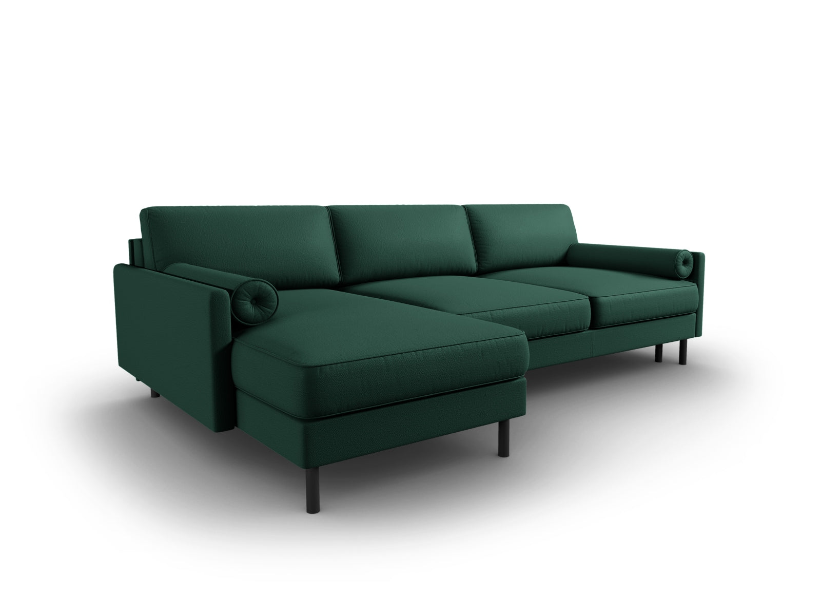 Stylisches Scott Ecksofa links in ansprechendem Grün, ideal für entspannte Abende und mit cleverem Stauraum für Ihre Utensilien.