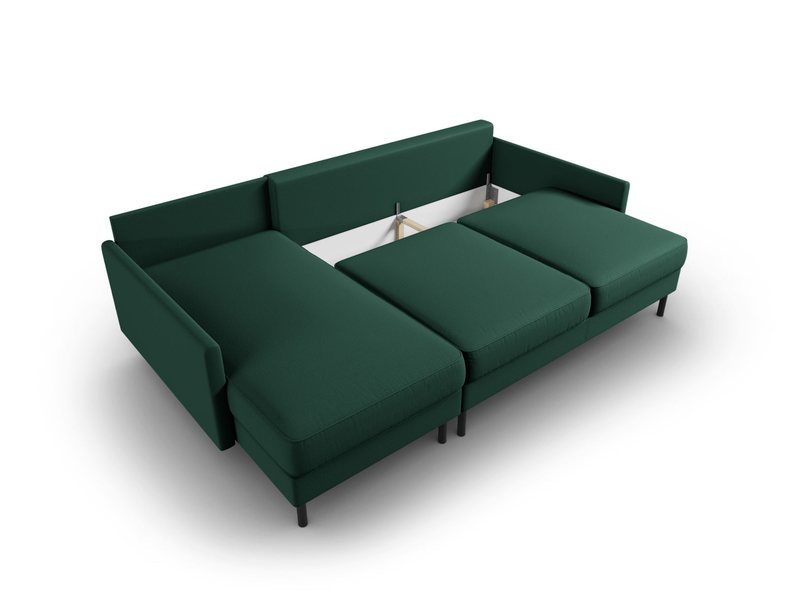 Stylisches Scott Ecksofa links in ansprechendem Grün, ideal für 5 Personen, mit praktischer Schlaffunktion und integriertem Stauraum.