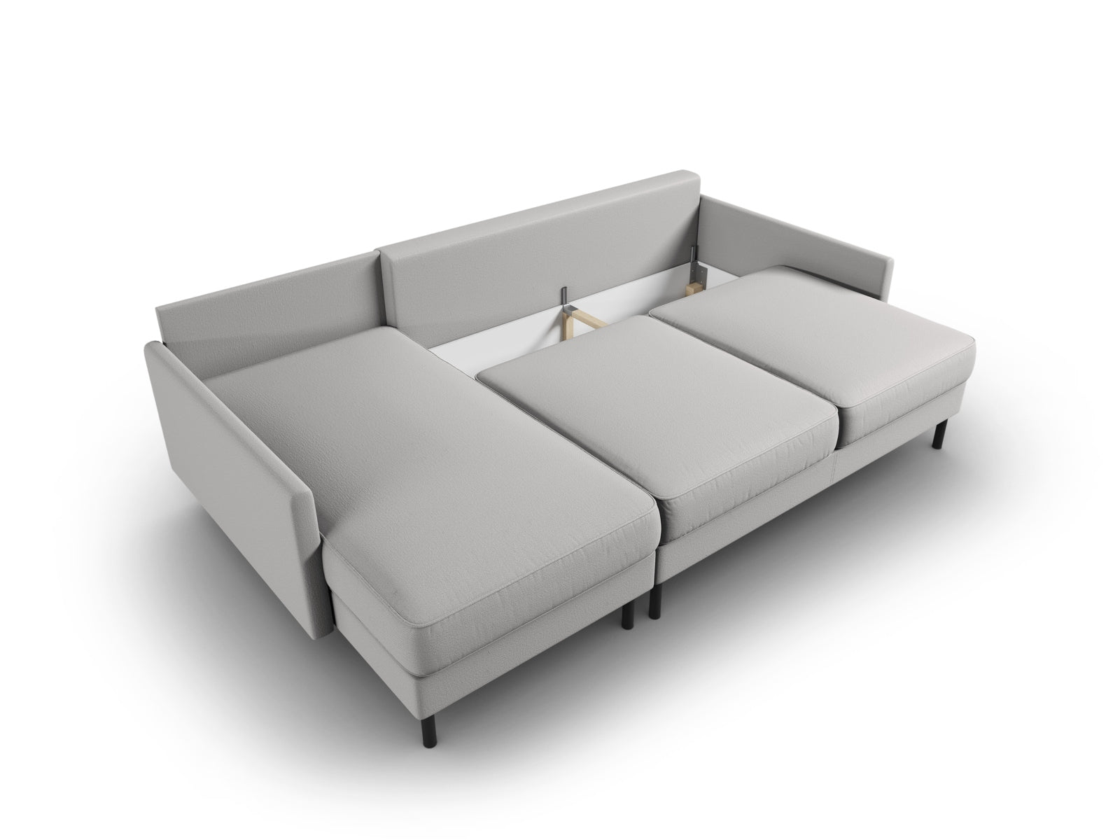 Modernes Scott Ecksofa links in stilvollem Grau, ideal für entspannte Stunden und als Schlafsofa, mit praktischem Stauraum für Ihre Dinge.