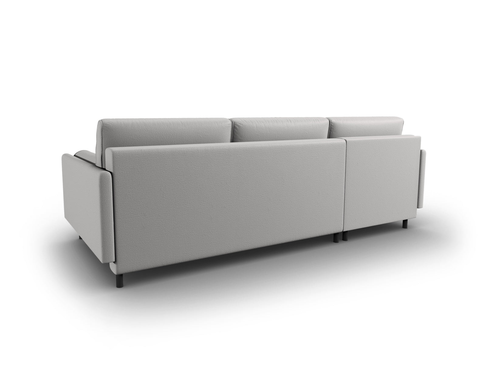 Elegantes Scott Ecksofa links in Grau, perfekt für gemütliche Abende und als Schlafgelegenheit, bietet zusätzlichen Stauraum für Ihre Utensilien.