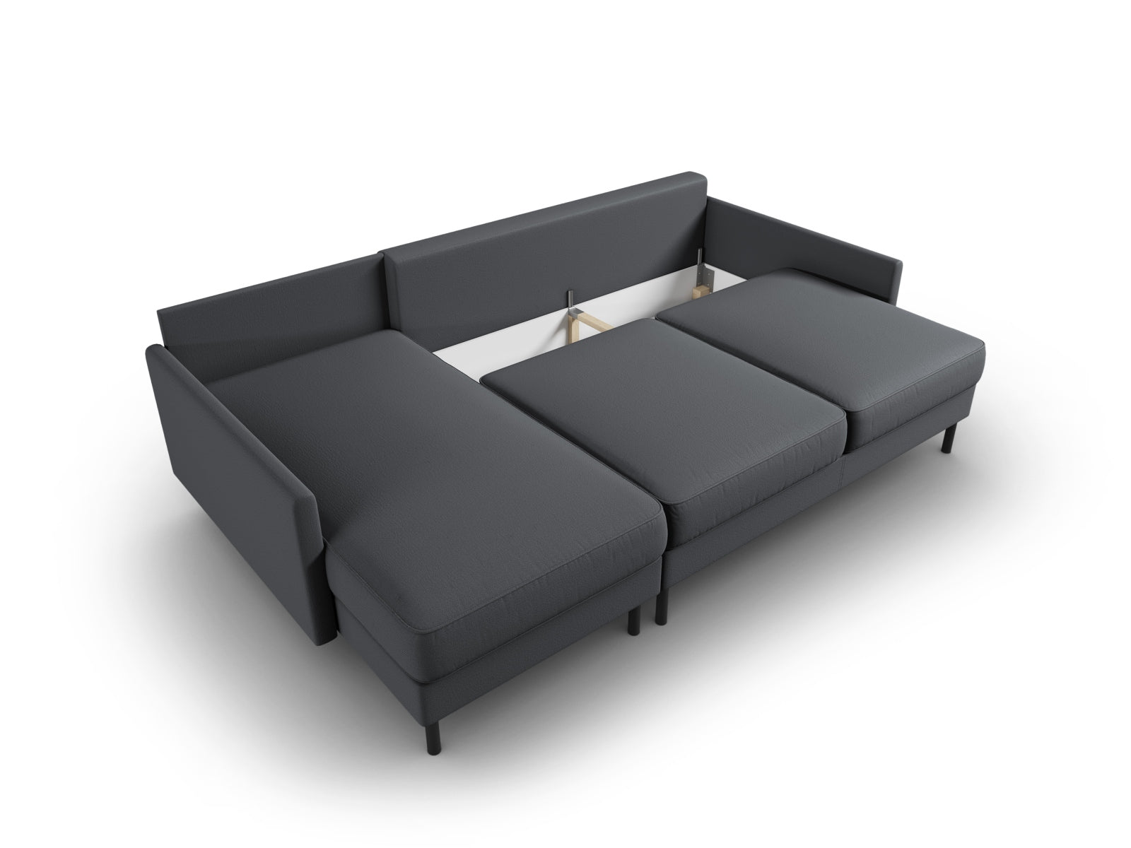 Modernes Scott Ecksofa in elegantem Dunkelgrau, 5-Sitzer mit cleverer Schlaffunktion und integriertem Stauraum für zusätzlichen Komfort.