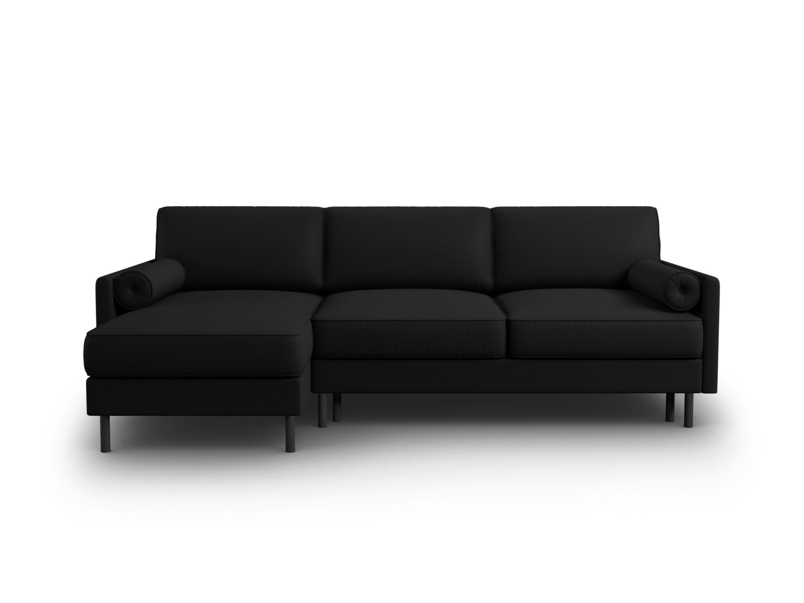 Scott Ecksofa links mit Schlaffunktion Stauraum 5 Sitzer in Black-Megan präsentiert im Onlineshop von KAQTU Design AG. Bettsofa links ist von Micadoni
