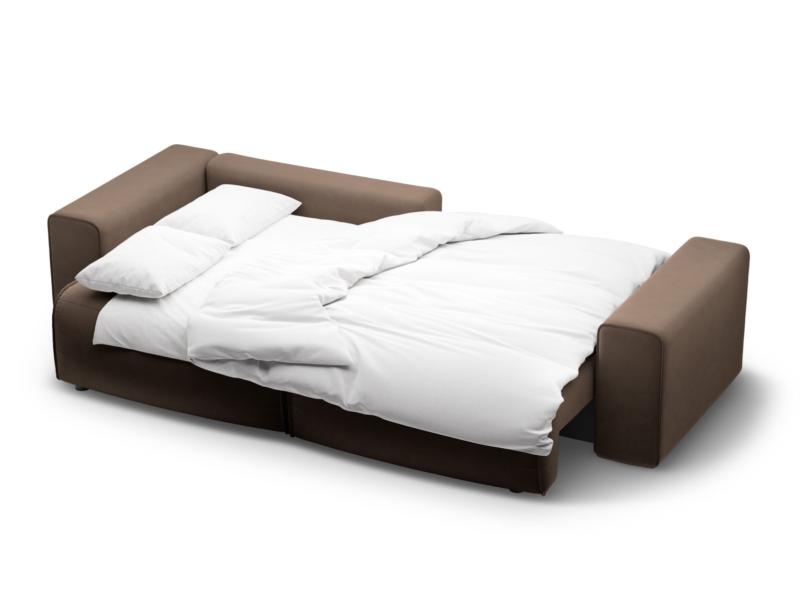 Stylisches 3-Sitzer Ecksofa links Victor in Chocolate-Paris, perfekt für Gäste mit Schlaffunktion und praktischem Stauraum.