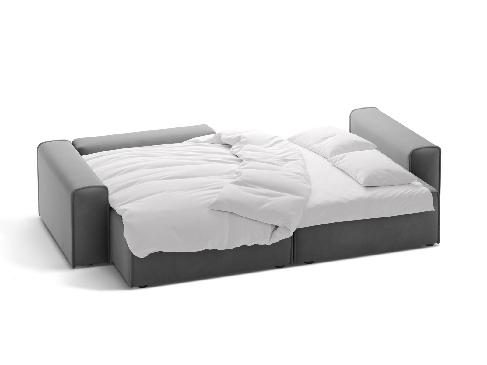 Elegantes linksseitiges 3-Sitzer Ecksofa Victor in Grau, ausgestattet mit Schlaffunktion und Stauraum für zusätzlichen Komfort.