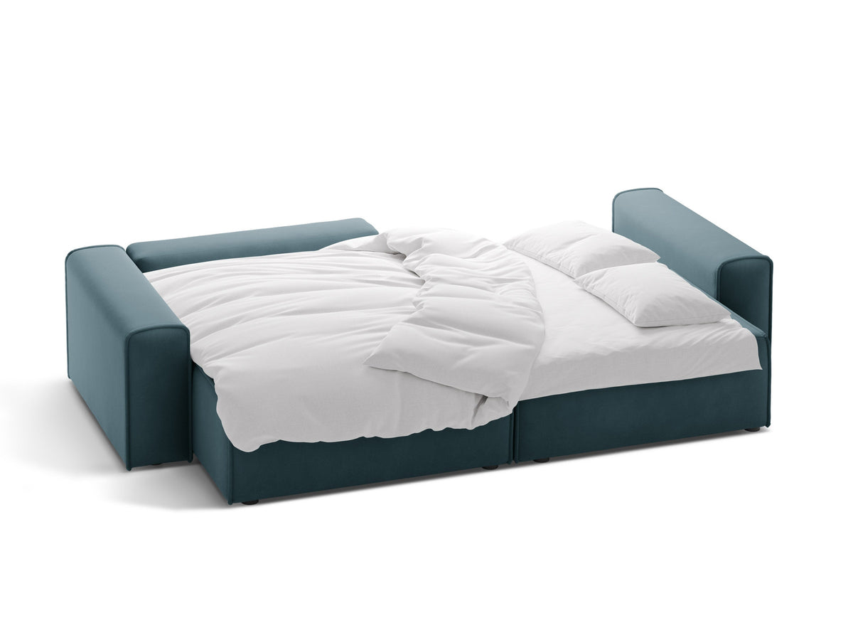 3-Sitzer Ecksofa links mit Schlaffunktion und Stauraum Victor in Blue-Paris präsentiert im Onlineshop von KAQTU Design AG. Bettsofa links ist von Micadoni