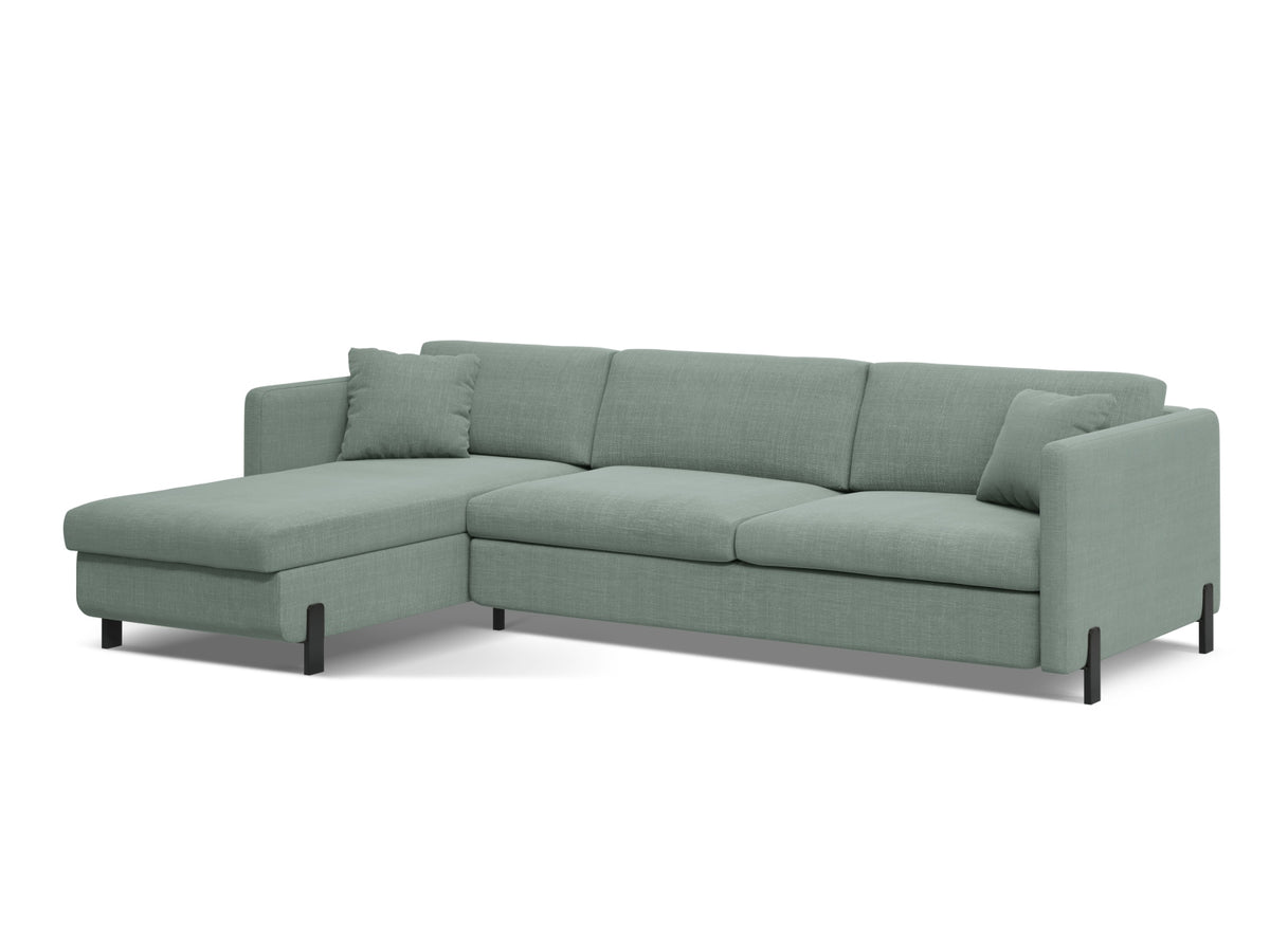 Gloria Ecksofa links mit Schlaffunktion und Stauraum 4 Sitzer in Mint-Bjorn präsentiert im Onlineshop von KAQTU Design AG. Bettsofa links ist von Micadoni