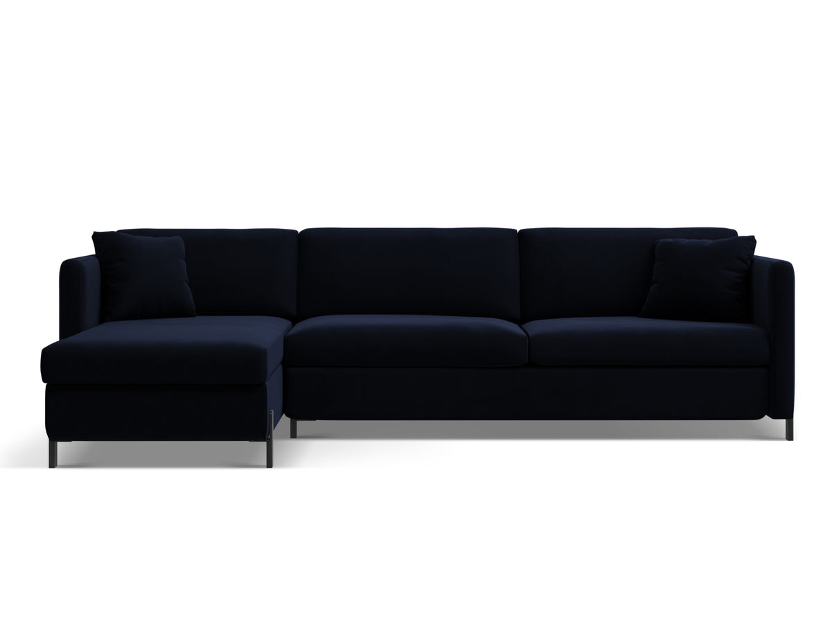 Gloria Velour links Ecksofa mit Schlaffunktion und Stauraum 4 Sitzer in Royal Blue-Salvador präsentiert im Onlineshop von KAQTU Design AG. Bettsofa links ist von Micadoni