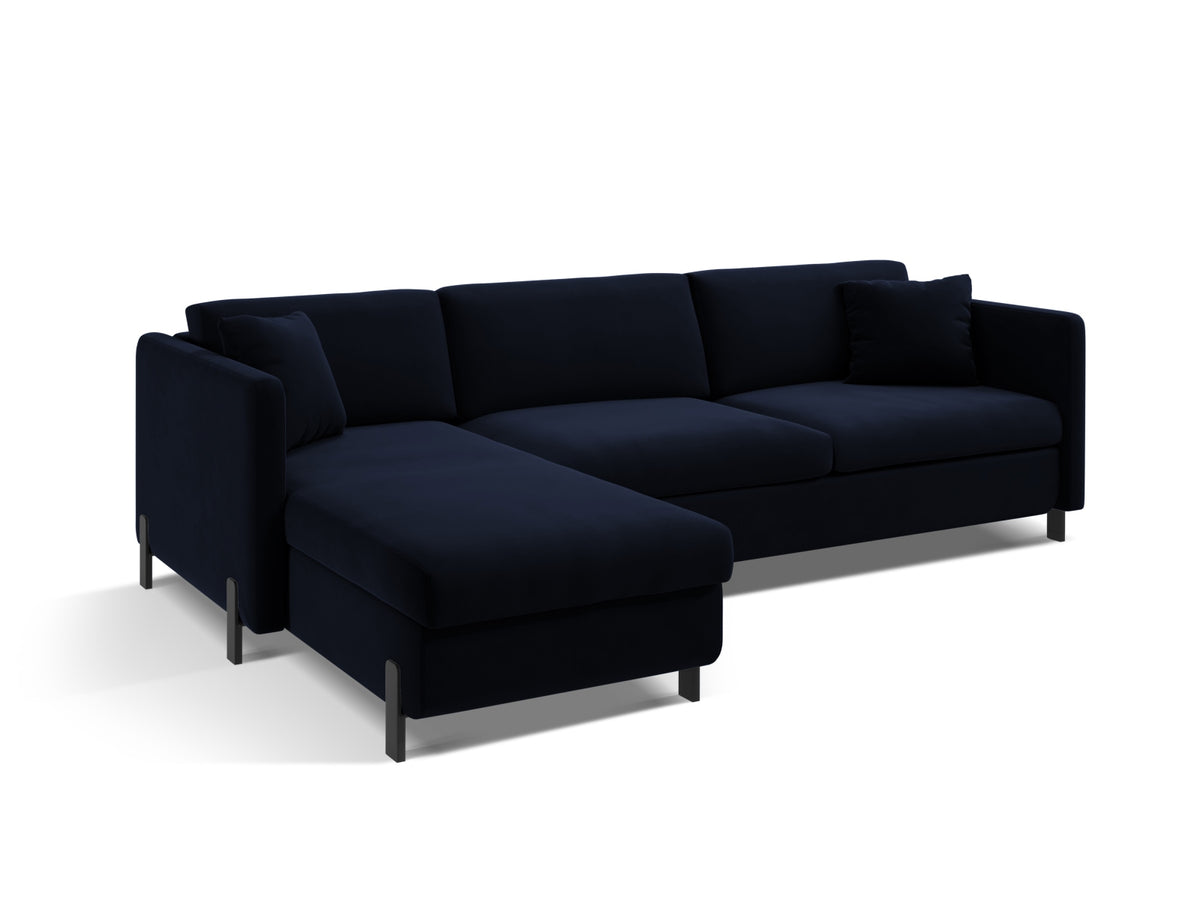 Gloria Velour links Ecksofa mit Schlaffunktion und Stauraum 4 Sitzer in Royal Blue-Salvador präsentiert im Onlineshop von KAQTU Design AG. Bettsofa links ist von Micadoni