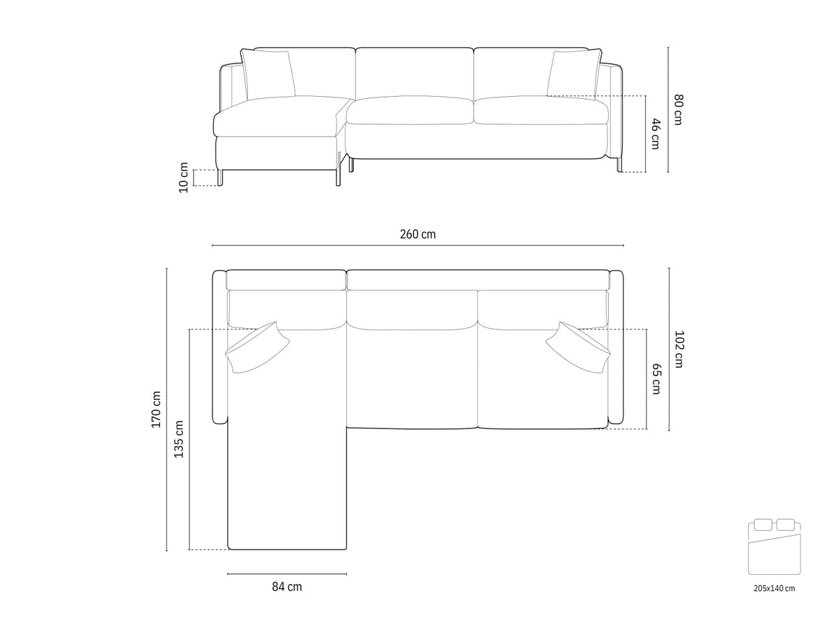 Gloria Velour links Ecksofa mit Schlaffunktion und Stauraum 4 Sitzer in Brown-Salvador präsentiert im Onlineshop von KAQTU Design AG. Bettsofa links ist von Micadoni