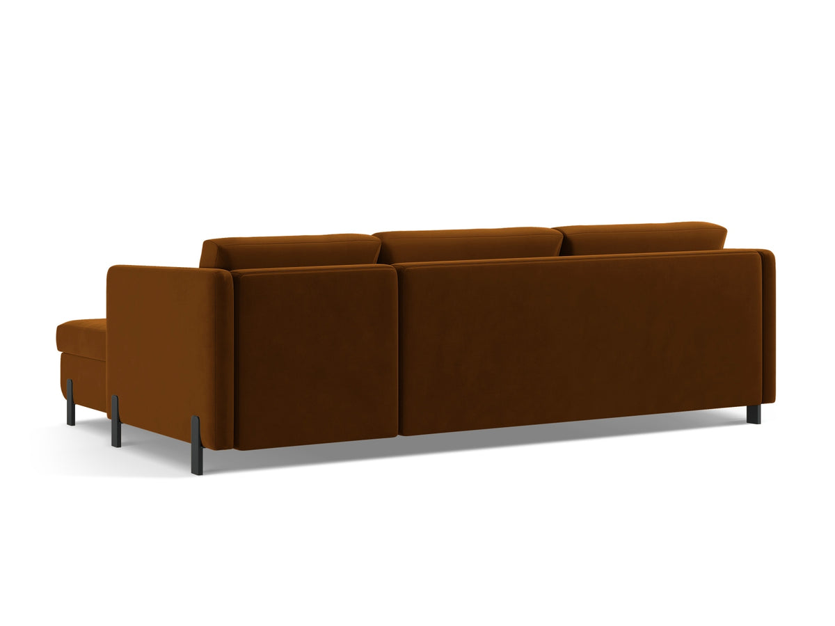 Gloria Velour links Ecksofa mit Schlaffunktion und Stauraum 4 Sitzer in Brown-Salvador präsentiert im Onlineshop von KAQTU Design AG. Bettsofa links ist von Micadoni