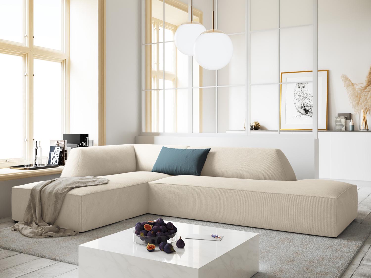Ruby Modulares Ecksofa links 4 Sitzer in Light Beige-Scala präsentiert im Onlineshop von KAQTU Design AG. Ecksofa links ist von Micadoni