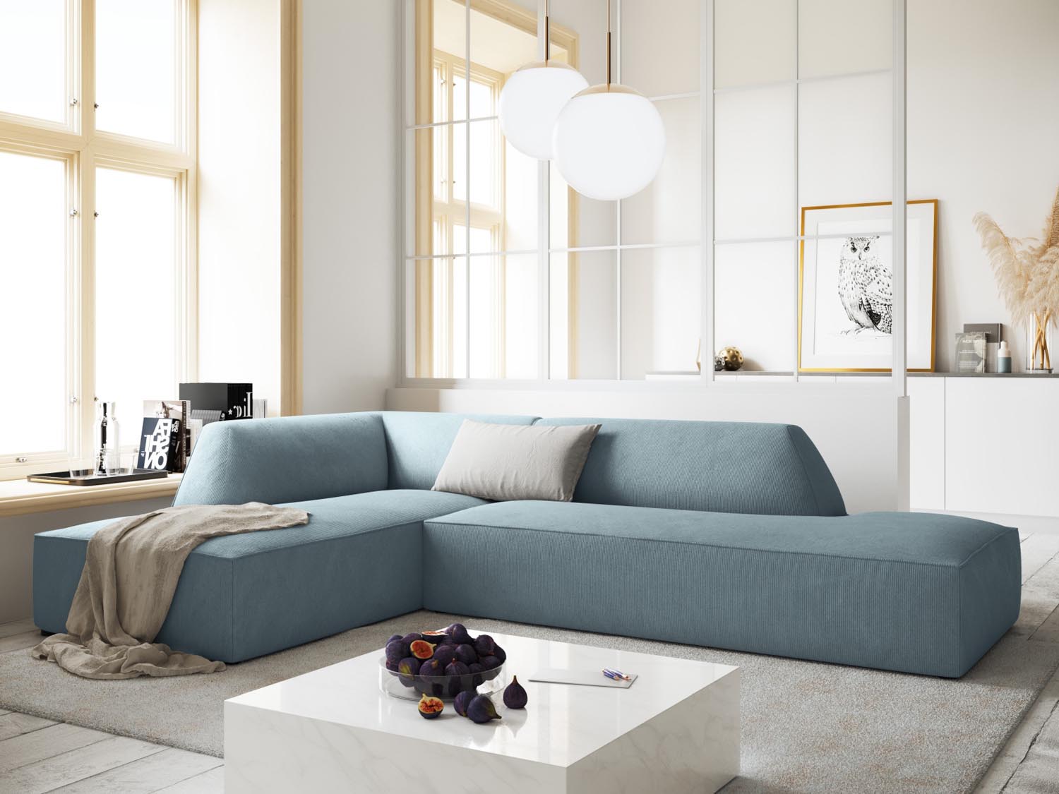 Ruby Modulares Ecksofa links 4 Sitzer in Light Blue-Scala präsentiert im Onlineshop von KAQTU Design AG. Ecksofa links ist von Micadoni
