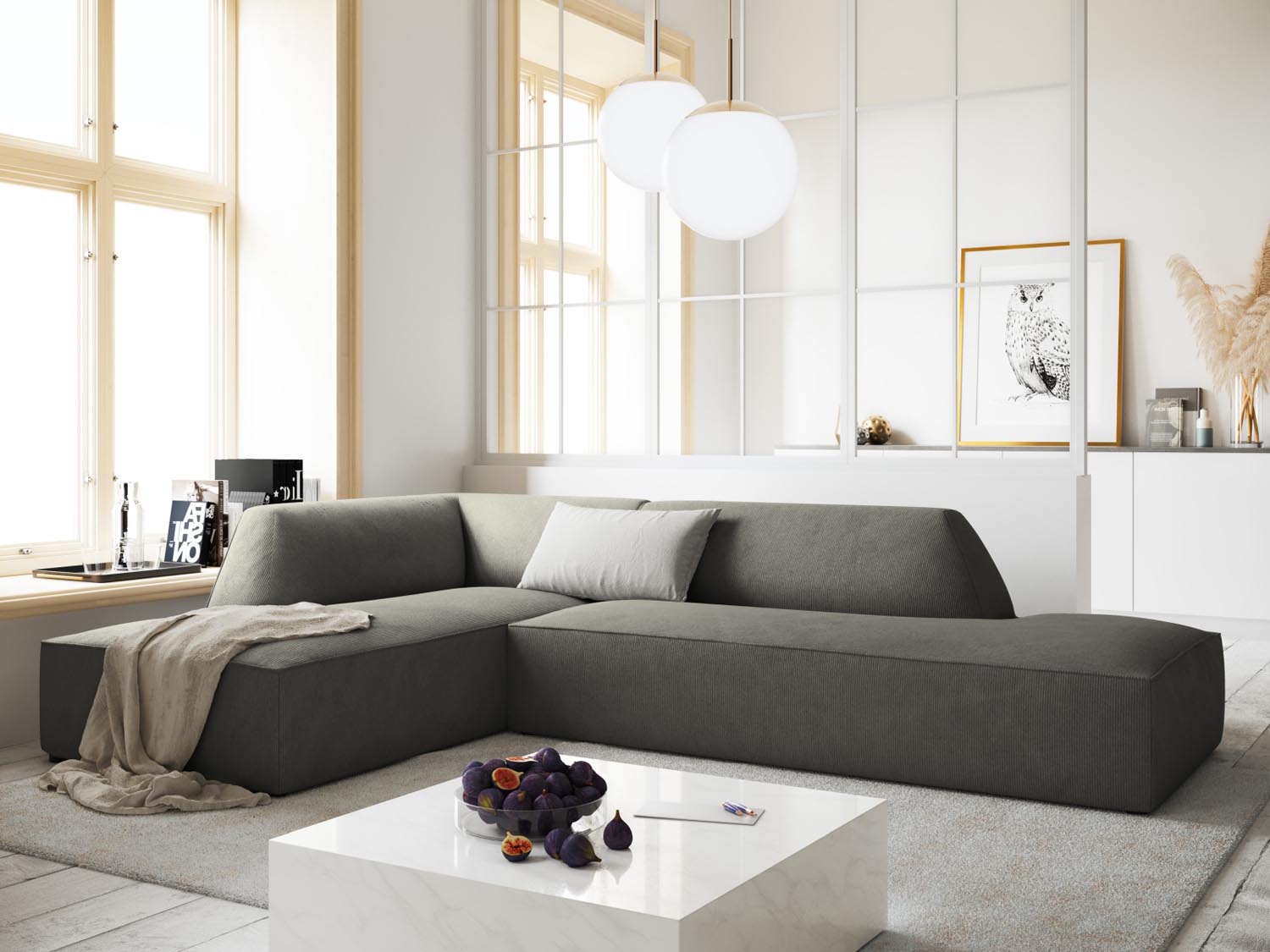 Ruby Modulares Ecksofa links 4 Sitzer in Light Grey-Scala präsentiert im Onlineshop von KAQTU Design AG. Ecksofa links ist von Micadoni