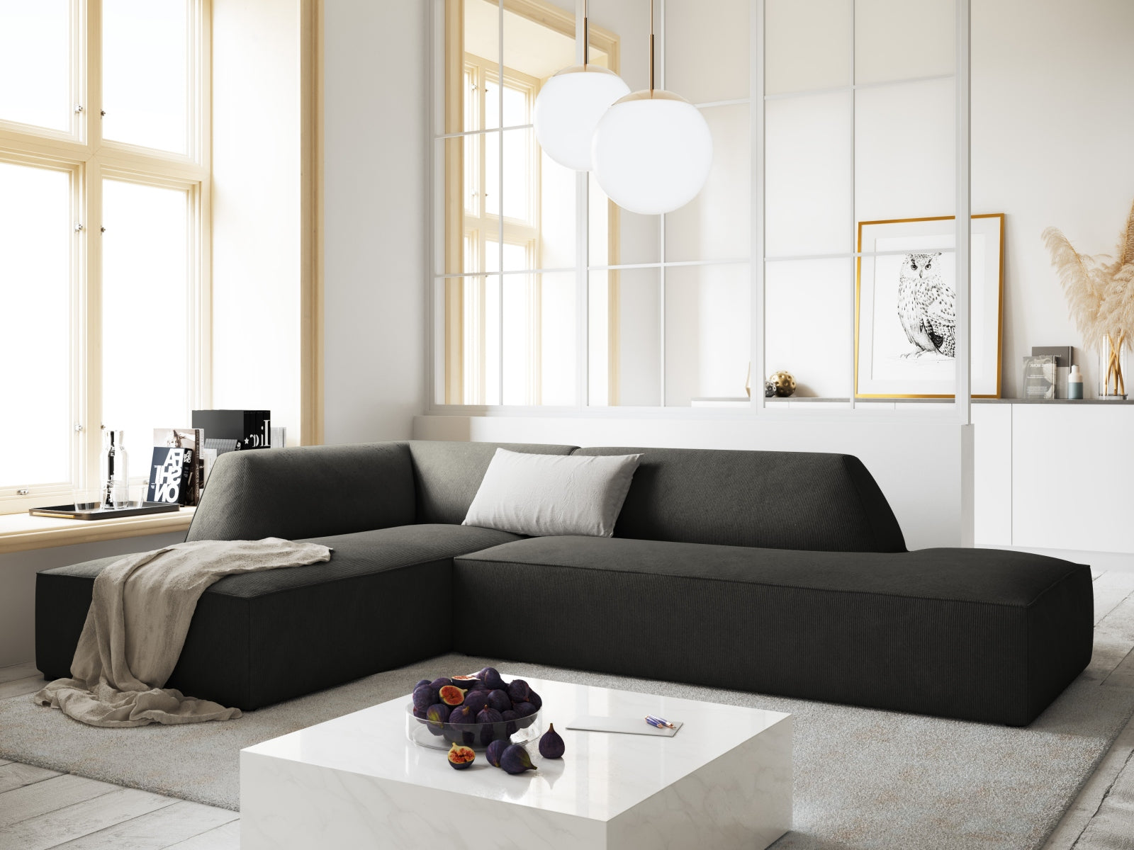 Ruby Modulares Ecksofa links 4 Sitzer in Dark Grey-Scala präsentiert im Onlineshop von KAQTU Design AG. Ecksofa links ist von Micadoni