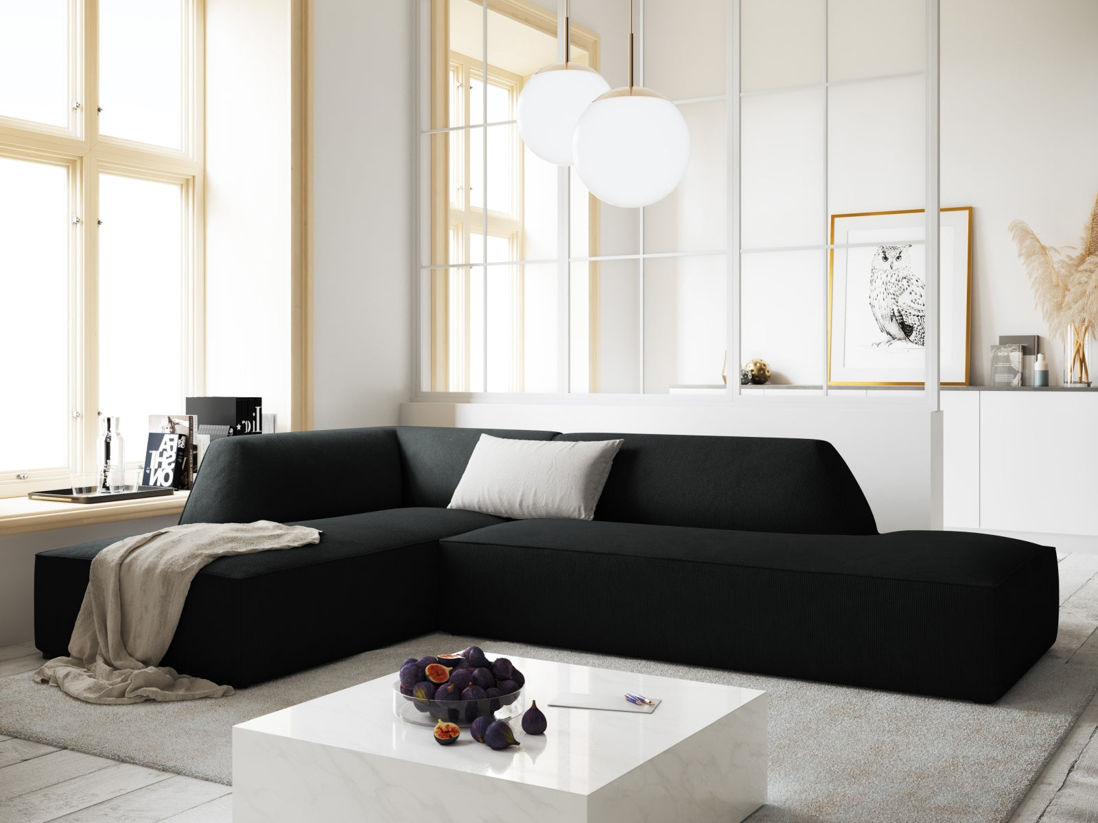 Ruby Modulares Ecksofa links 4 Sitzer in Black-Scala präsentiert im Onlineshop von KAQTU Design AG. Ecksofa links ist von Micadoni