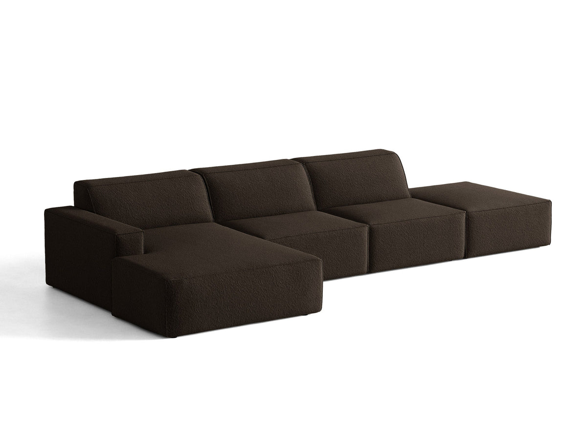 Modulares Ecksofa Jodie von Micadoni, L-Form mit Meridienne links, Polsterstoff, schwarze Beine