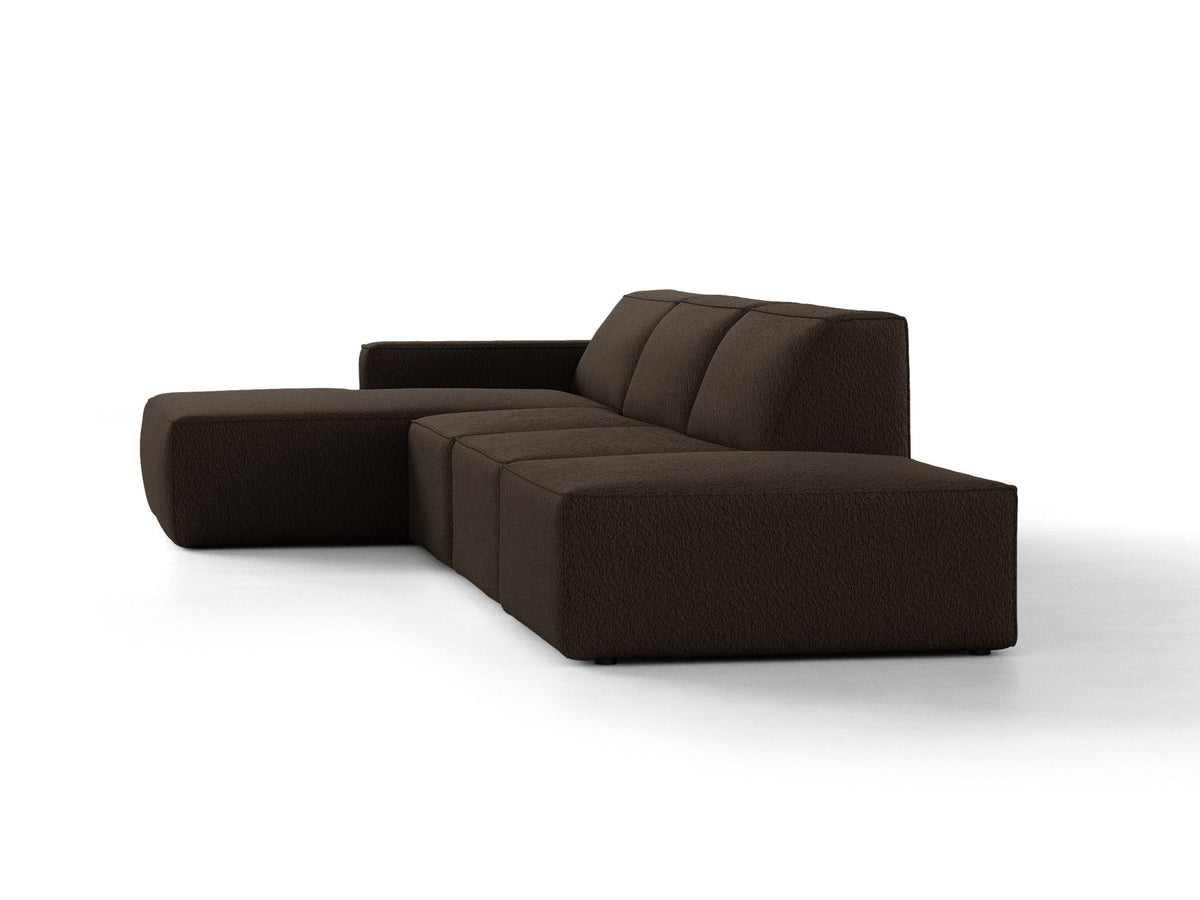 Modulares Ecksofa Jodie von Micadoni, L-Form mit Meridienne links, Polsterstoff, schwarze Beine