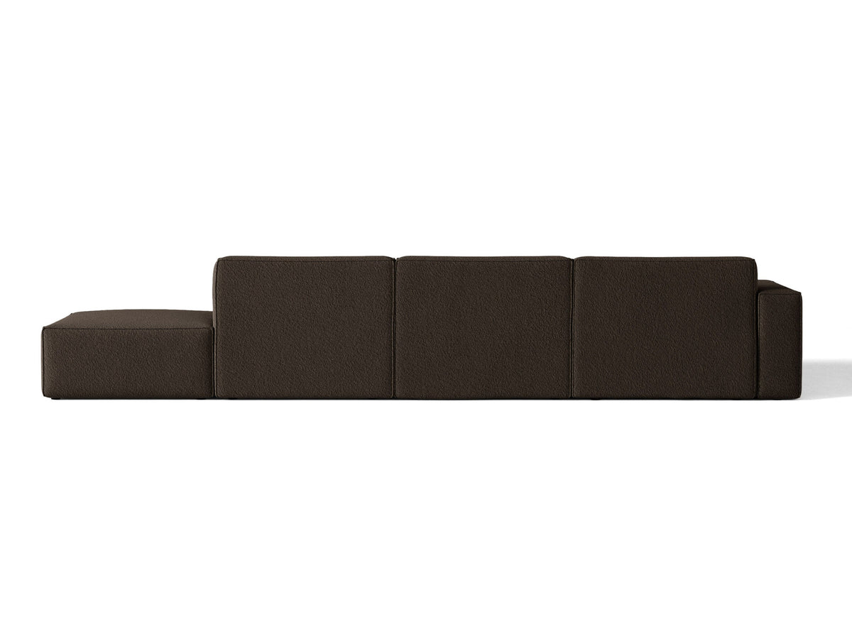 Modulares Ecksofa Jodie von Micadoni, L-Form mit Meridienne links, Polsterstoff, schwarze Beine